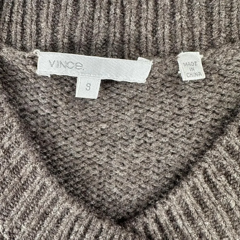 Vince Cardigan Sweater Women Small Chocolate Brown Cardigan Balloon Sleeve Wool - Picture 3 of 7